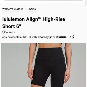 Lululemon High Rise Biker short in Black